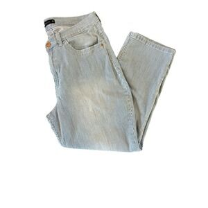 Lee Easy‎ Fit Railroad Stripe Pinstripe Cropped Straight Leg Jeans (32" waist)